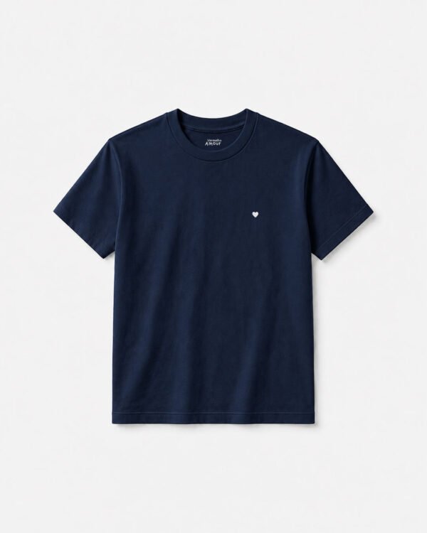 Camiseta Basique Coração - Azul Marín