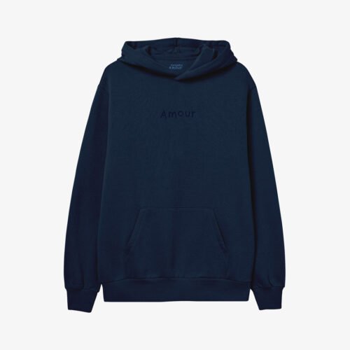 Moletom Cotton Azul Noturno / Minimalista Bordado Amour Moletom Cotton Amour - Azul Noturno