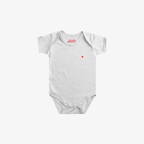 Body Bebê Branco / Coração Micro Vermelho Body Bebê Coração - Class Branco