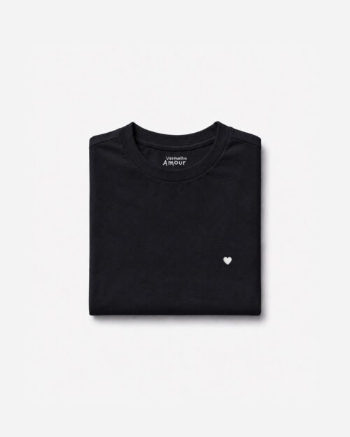Camiseta Basique Coração - Noir Blanc Camiseta Basique Coração - Noir Blanc