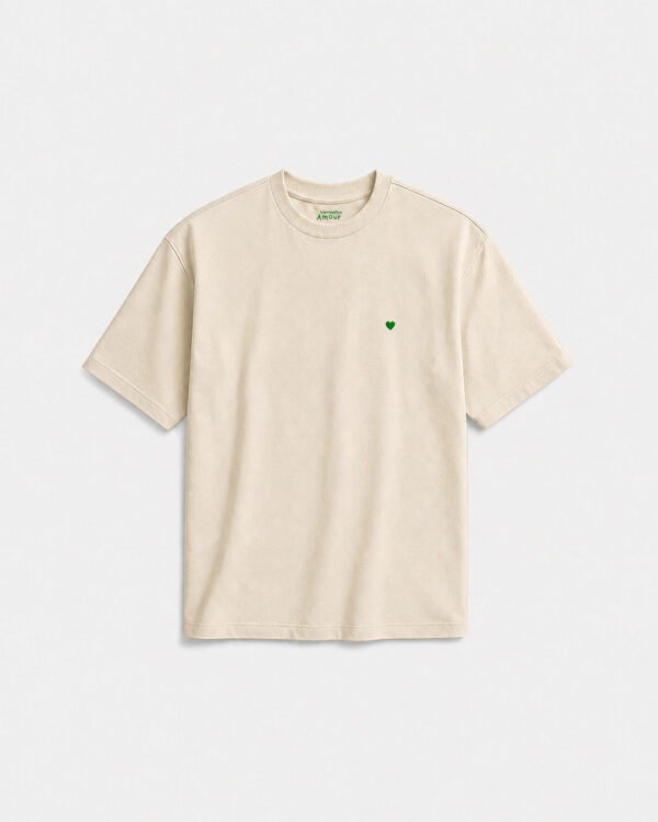 Camiseta Cotton Coração - Marfim Verde