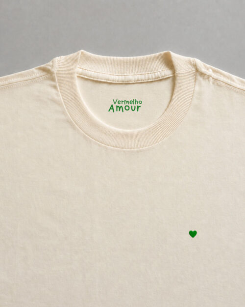 Camiseta Cotton Coração - Marfim Verde Camiseta Cotton Coração - Marfim Verde
