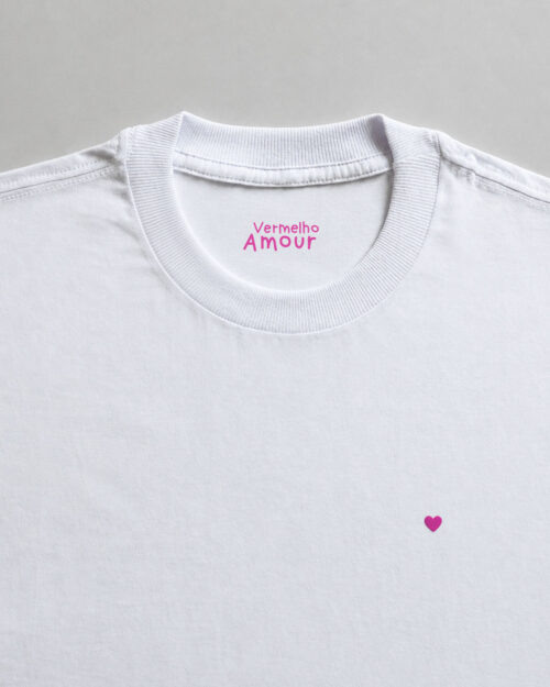 Camiseta Cotton Coração - Rosacre Branca Camiseta Cotton Coração - Rosacre Branca