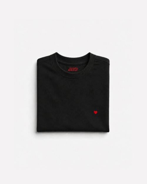 Camiseta Cotton Coração - Class Preta Camiseta Cotton Coração - Class Preta
