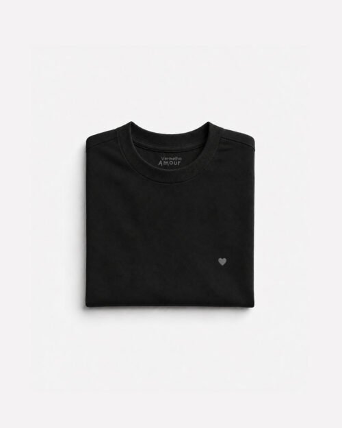 Camiseta Cotton Coração - Grizo Preta Camiseta Cotton Coração - Grizo Preta