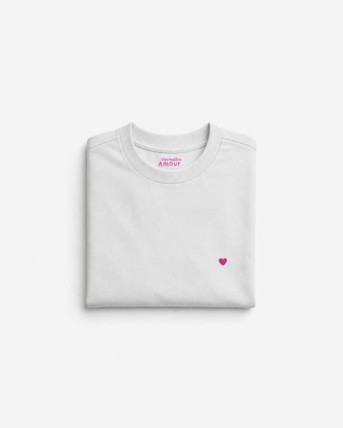 Camiseta Cotton Coração - Rosacre Branca Camiseta Cotton Coração - Rosacre Branca