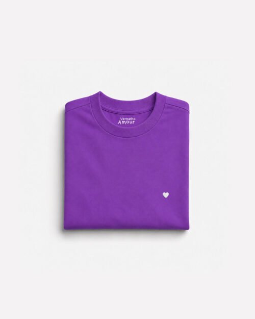Camiseta Cotton Coração - Roxa Açaí Camiseta Cotton Coração - Roxa Açaí