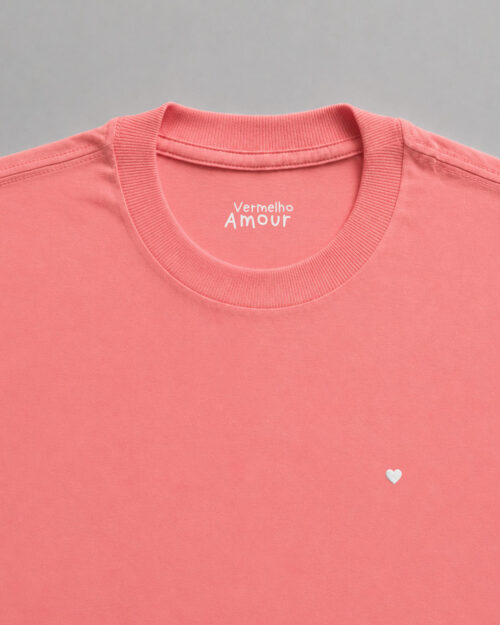 Camiseta Cotton Coração - Rosa Coral Camiseta Cotton Coração - Rosa Coral