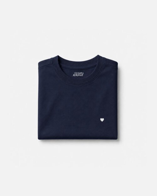 Camiseta Comfort Coração - Azul Marín Camiseta Comfort Coração - Azul Marín