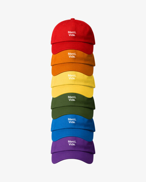 Kit Bonés Dad Hat Merci, Vida - Arco-íris