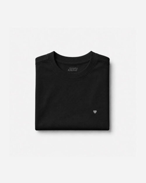 Camiseta Comfort Coração Refletivo - Preta Camiseta Comfort Coração Refletivo - Preta