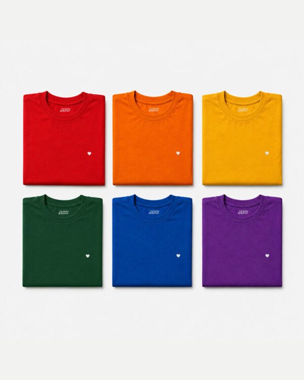 Kit Camiseta Basique Coração - Arco-íris Kit Camiseta Basique Coração - Arco-íris