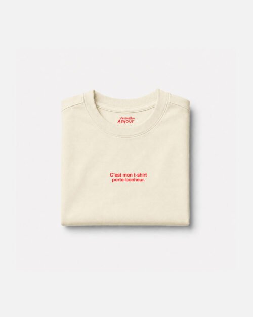 Camiseta Comfort C’est mon t-shirt porte-bonheur - Off-white